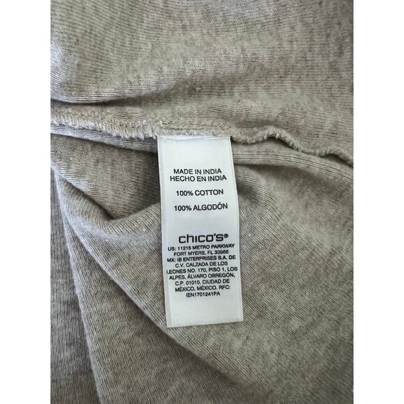 By Chico’s 2= Woman Size 12 Oatmeal Cotton Knit Top Tee Shirt Short Sleeve Basic - Picture 7 of 8